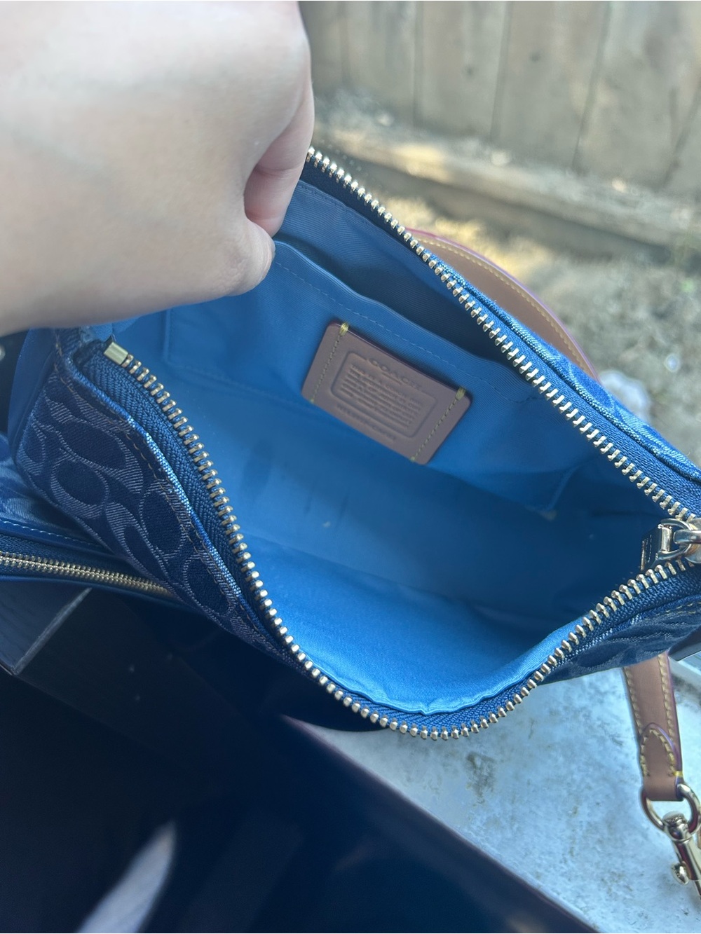 Coach Blue Signature Denim Terri Bag with Wristlet - Picture 6 of 6